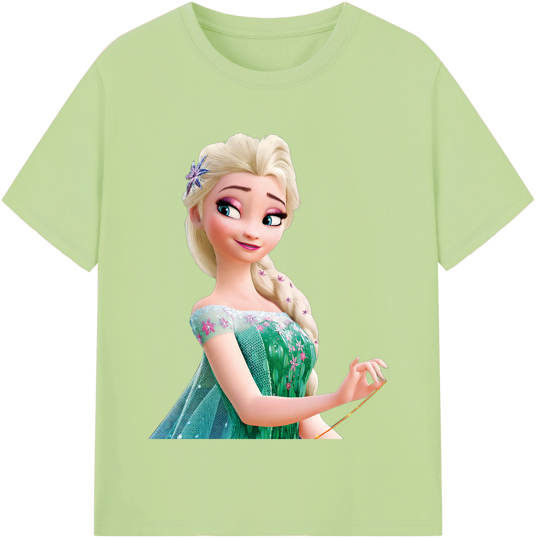（画像用） アナと雪の女王 アンナ エルサ Frozen Anna Elsa 綿100％半袖Tシャツ（フロントプリント）